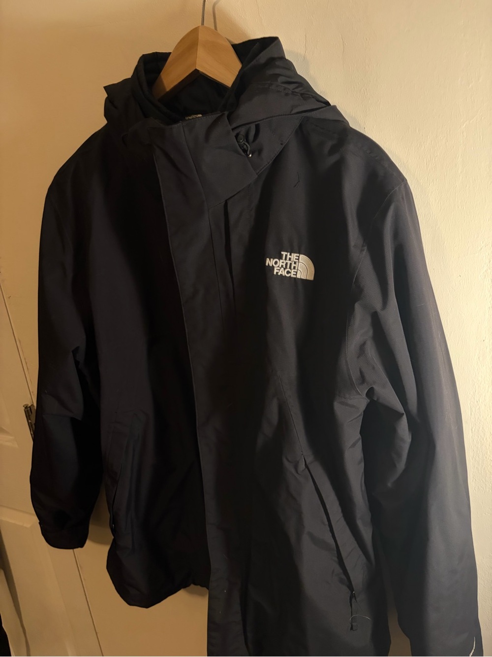 The North Face Black Hooded Raincoat with Logo